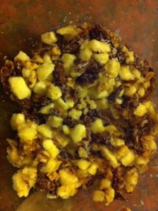 Dietitian UK: Chopped bananas, dates, walnuts and sugar Dietitian UK: Chopped bananas, dates, walnuts and sugar