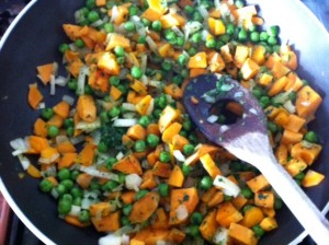 Dietitian UK: Veggie and Sweet potato being Sauteed.