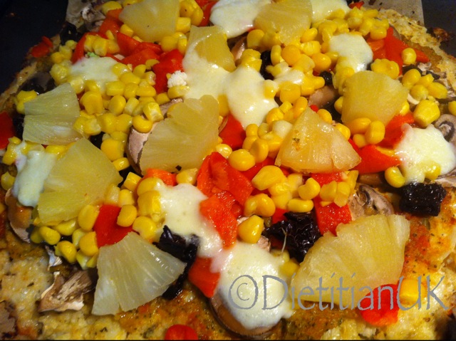 Dietitian UK: Cauliflower Pizza with Toppings