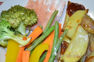 Dietitian UK: Salmon Foil Parcels with Potato Wedges.