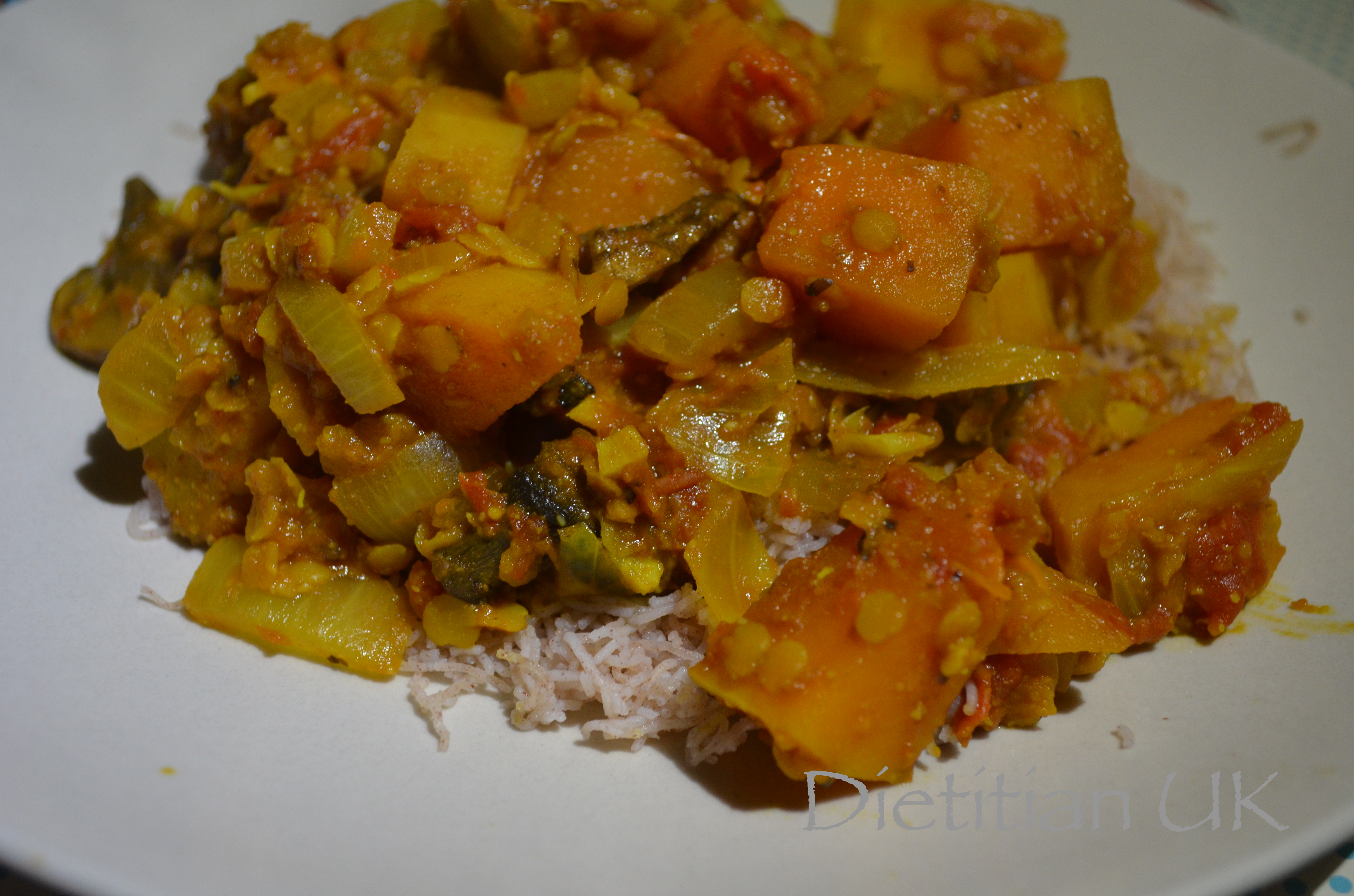 Butternut and lentil curry.