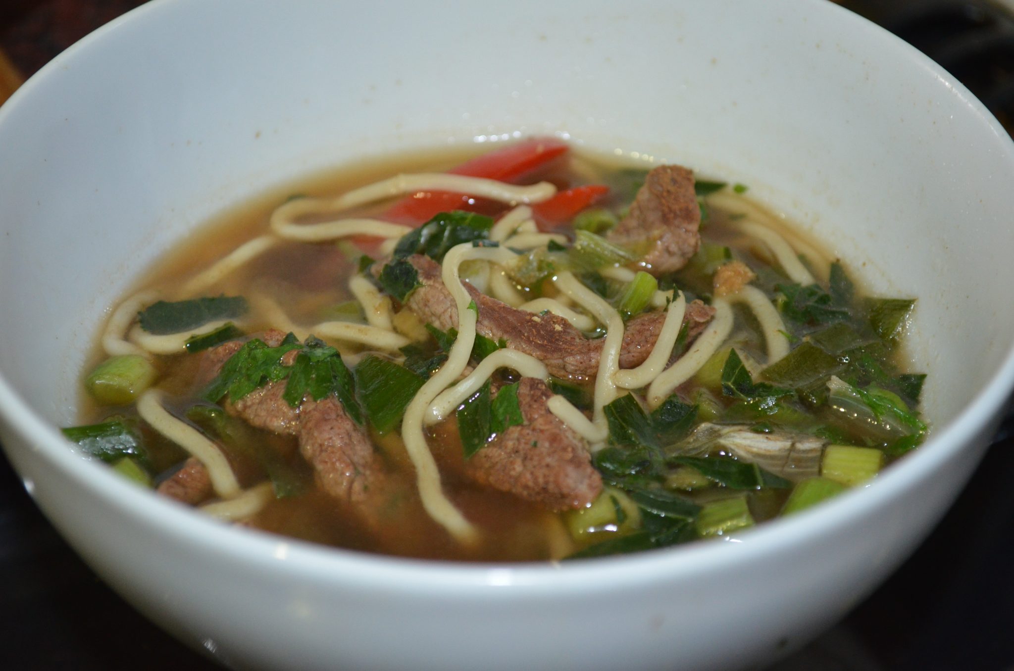 Beef and Red Pepper Noodle Soup.
