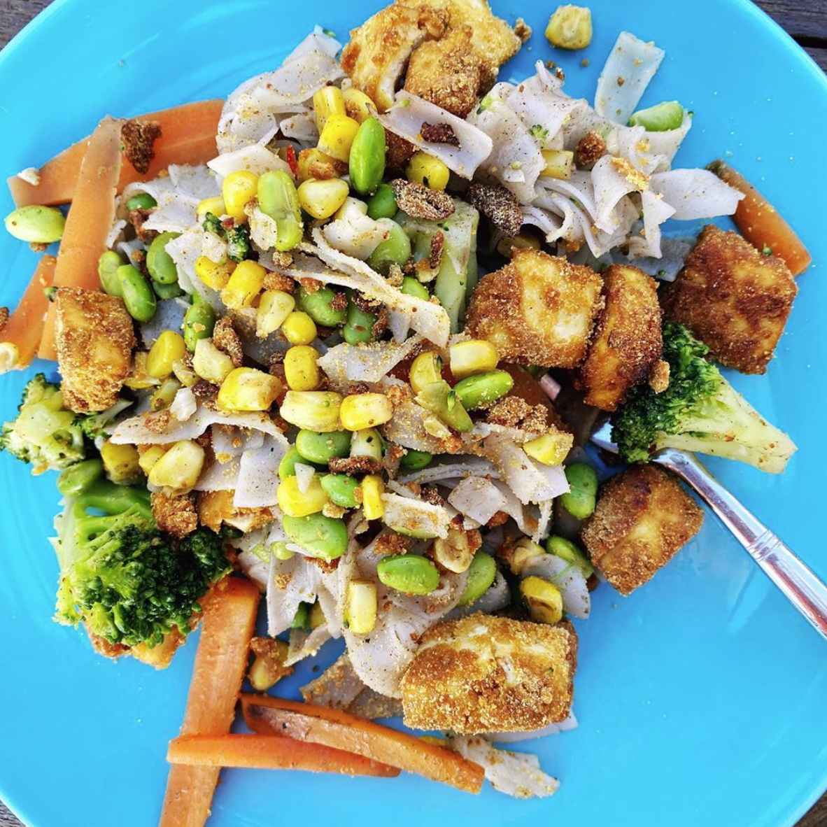 Crispy Tofu Satay Stir Fry