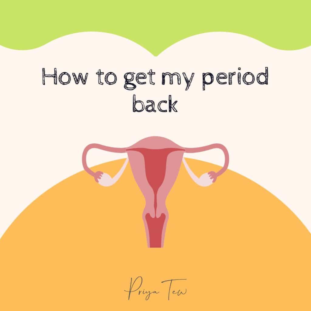 Image depicting uterus with the words how to get my period back