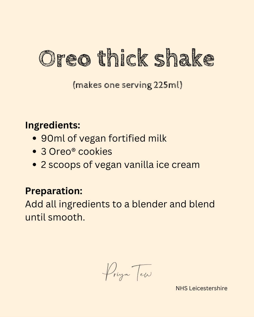 Recipe for High protein vegan meal replacement shake: oreo thick shake