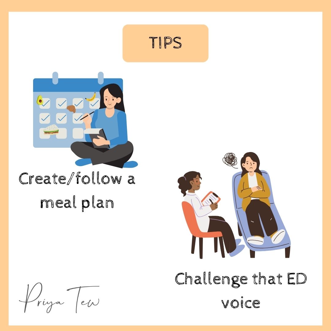 Create a meal plan anand challenge the eating disorderer voice to east bloating in anorexia recovery