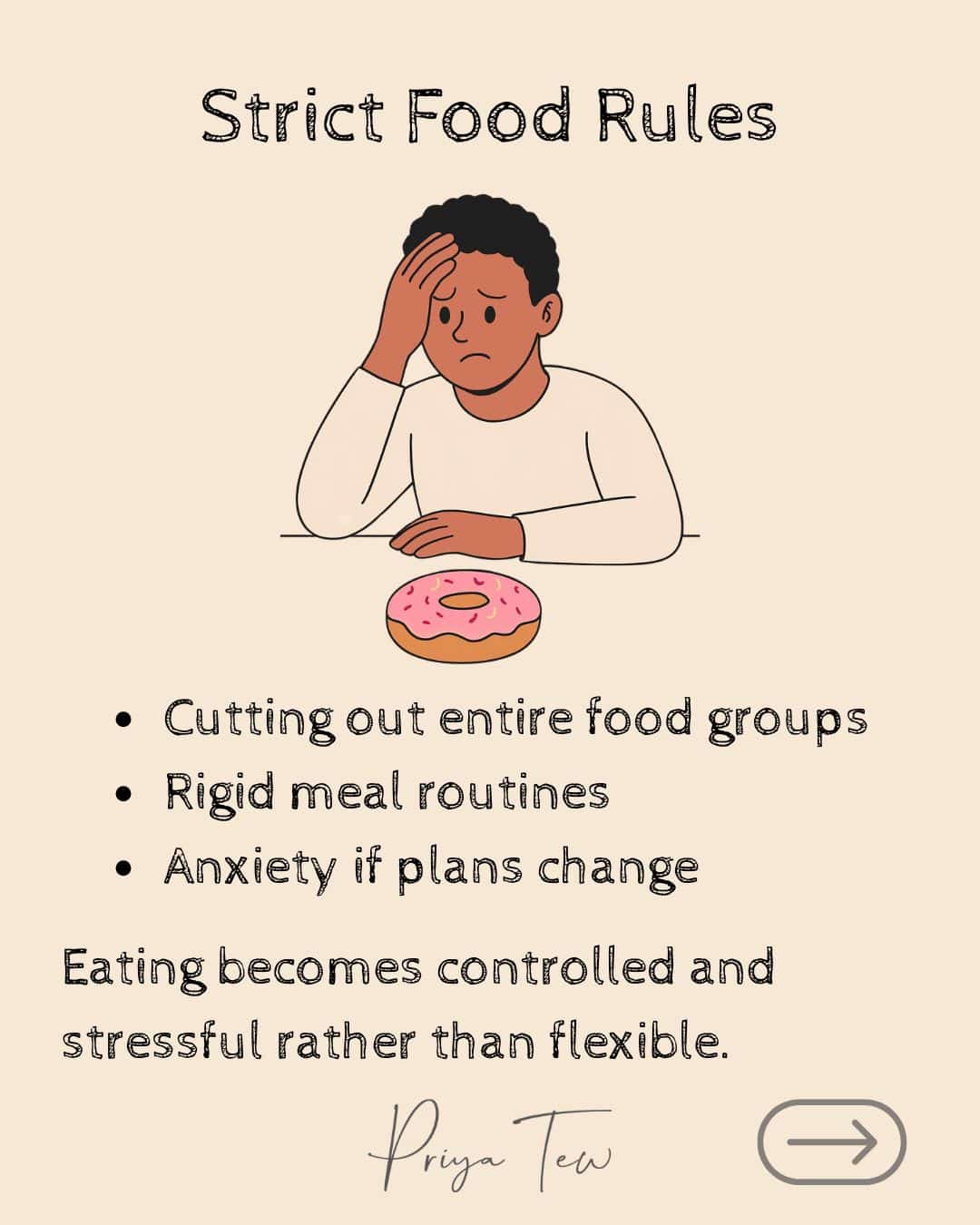 Examples of strict food rules in atypical anorexia 